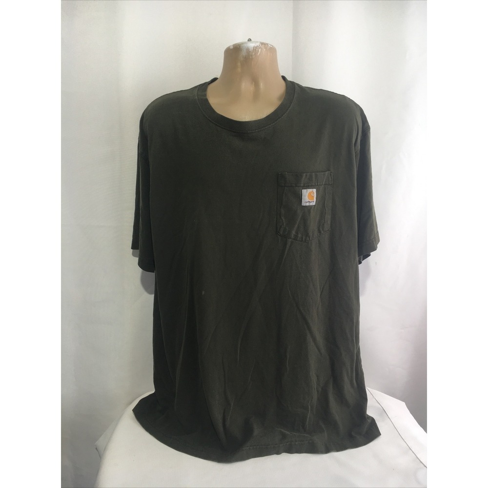Carhartt Men's Green Loose Fit Short Sleeve Crew Neck Pocket T-Shirt Size XL